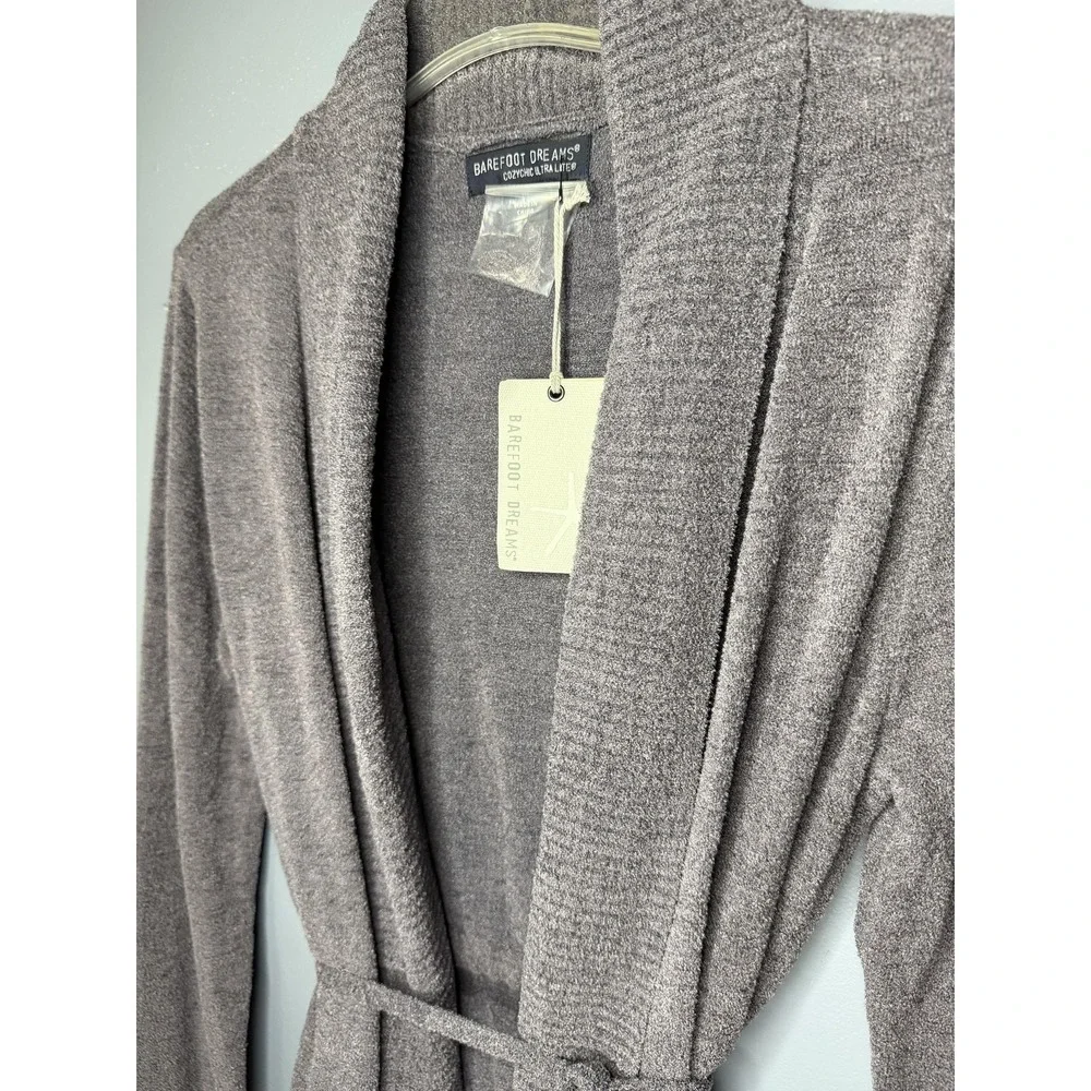 Barefoot Dreams CozyChic Ultra Lite Cardigan Sweater Womens M Gray Belted Long